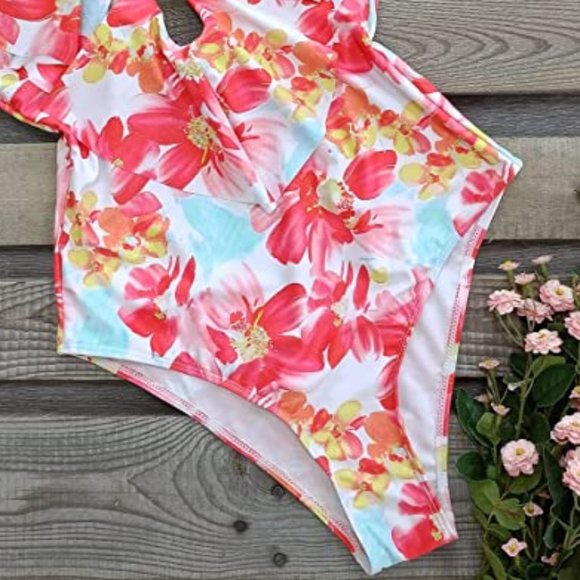 SPORLIKE One Piece V-Neck Ruffle Bathing Suit πΊ NEW WITH TAG! - Picture 5 of 13